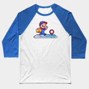 Cute Courier Delivery Online Package Cartoon Baseball T-Shirt